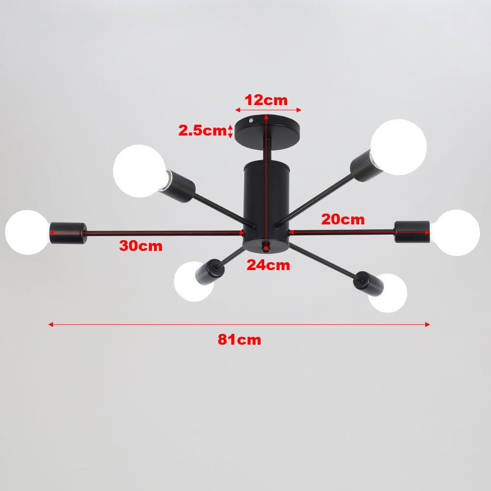 Industrial Style 6-Light Ceiling Light Living and Home