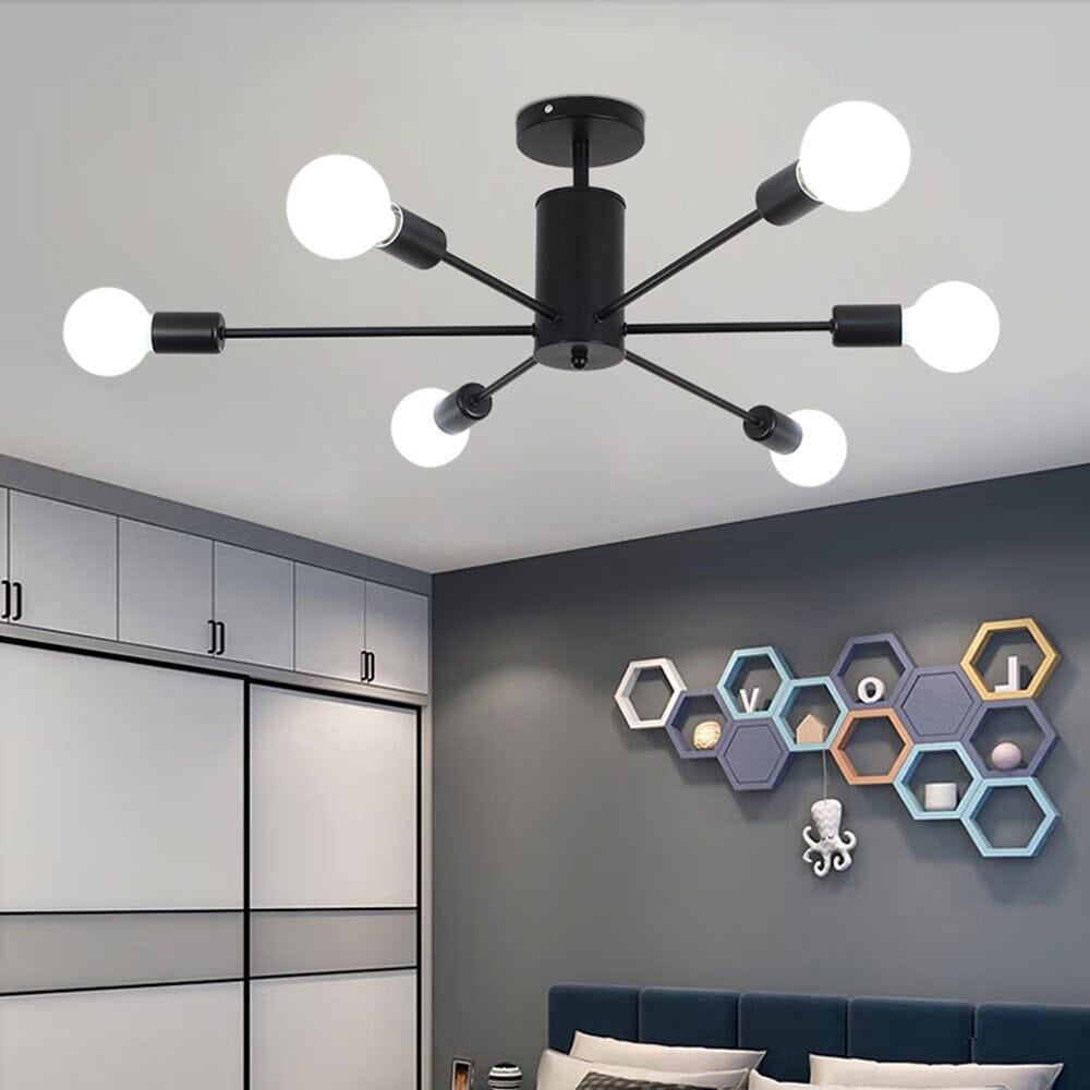 Industrial Style 6-Light Ceiling Light Living and Home