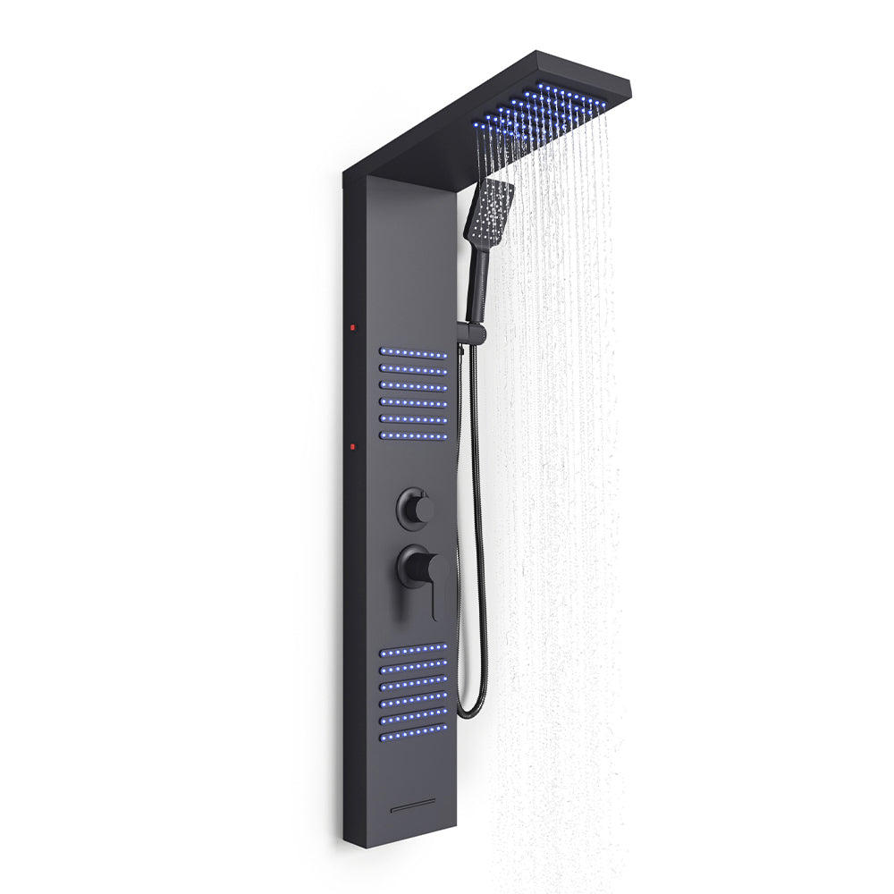 LED Lights Shower Panel 4 Function Wall Mount Shower System Bathroom Shower Living and Home