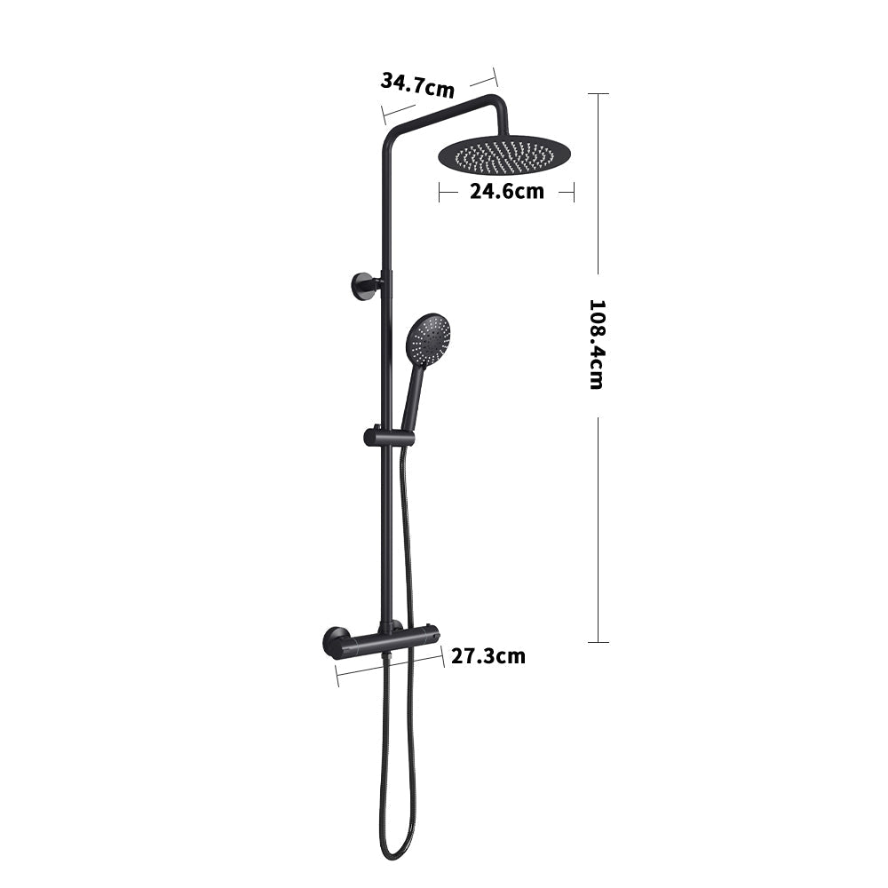 Round Shower Column Triple Function Shower Mixer Set Bathroom Shower Living and Home