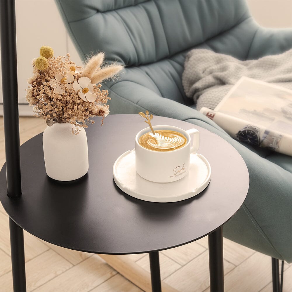 Metal Tray Table Floor Lamp with Linen Lampshade Floor Lamps Living and Home