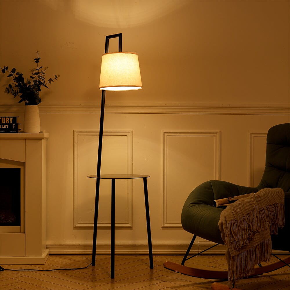 Metal Tray Table Floor Lamp with Linen Lampshade Floor Lamps Living and Home