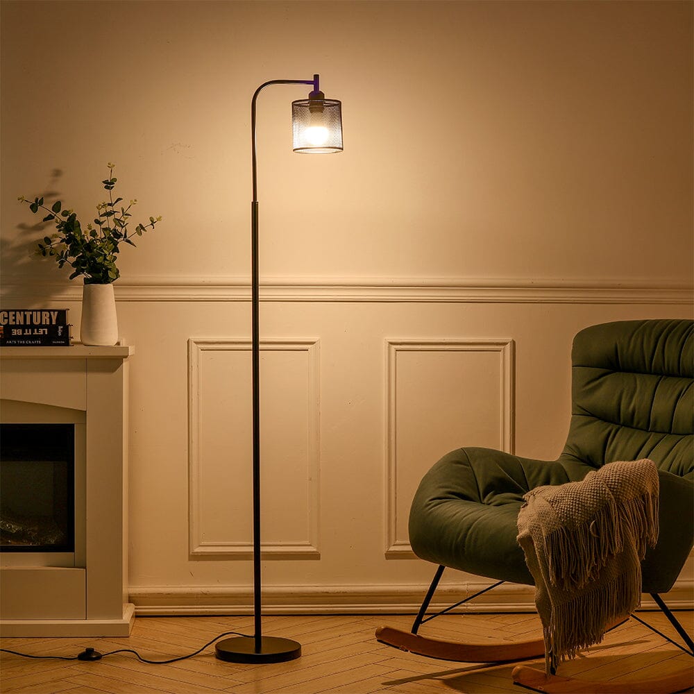 Industrial Metal Floor Light with Mesh Lampshade Floor Lamps Living and Home