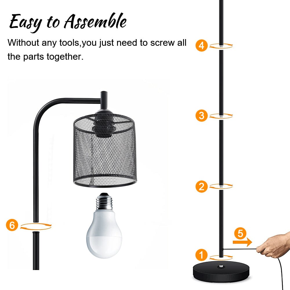 Industrial Metal Floor Light with Mesh Lampshade Floor Lamps Living and Home