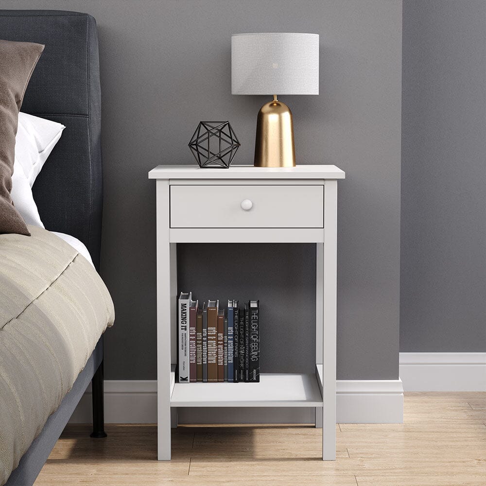 Elegant White Side Table with Eco-Friendly Design and Drawer Living and Home