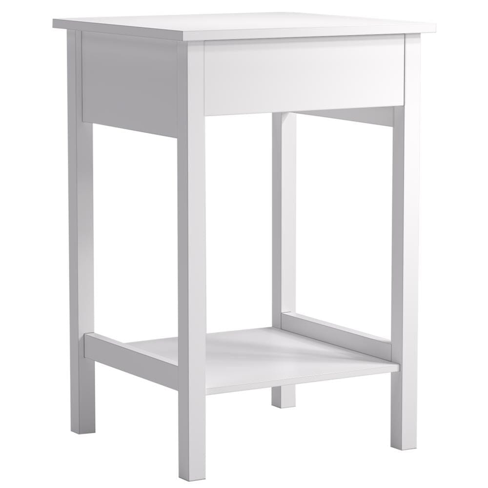 Elegant White Side Table with Eco-Friendly Design and Drawer Living and Home