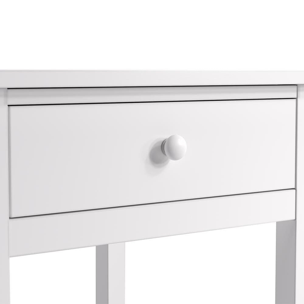 Elegant White Side Table with Eco-Friendly Design and Drawer Living and Home