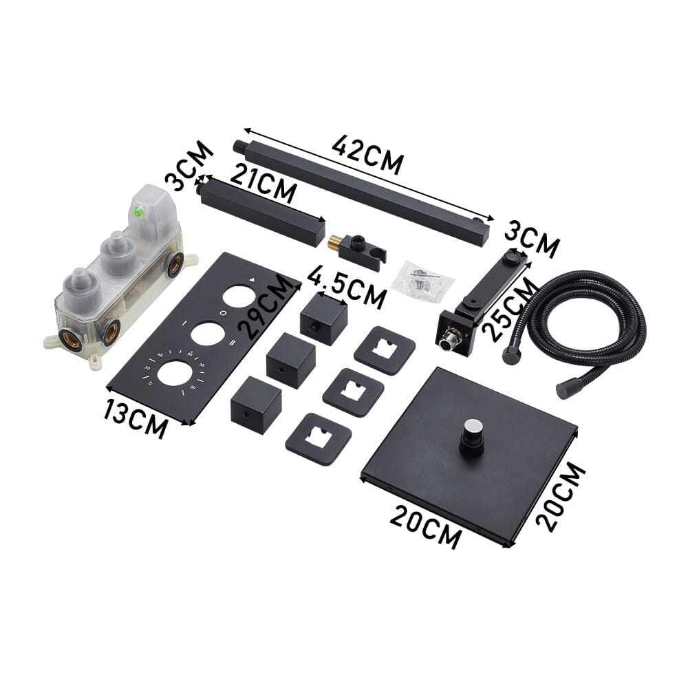 Chrome Square/Round Thermostatic Handshower and Showerhead Mixer Set Shower Systems Living and Home