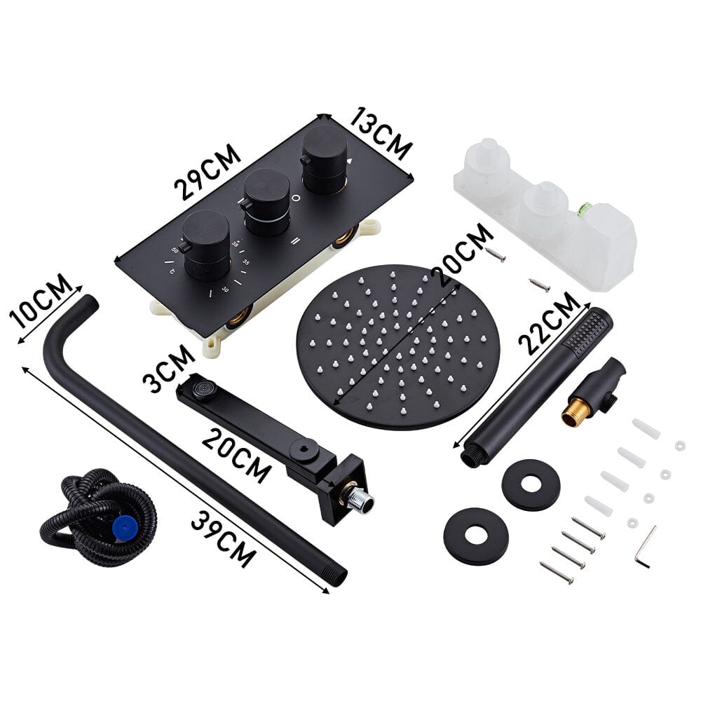 Chrome Square/Round Thermostatic Handshower and Showerhead Mixer Set Shower Systems Living and Home