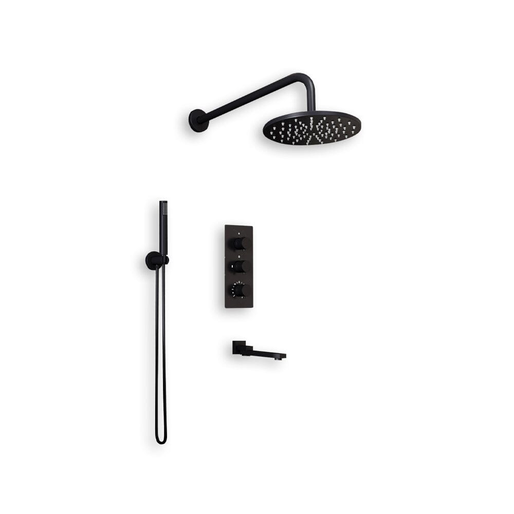 Chrome Square/Round Thermostatic Handshower and Showerhead Mixer Set Shower Systems Living and Home