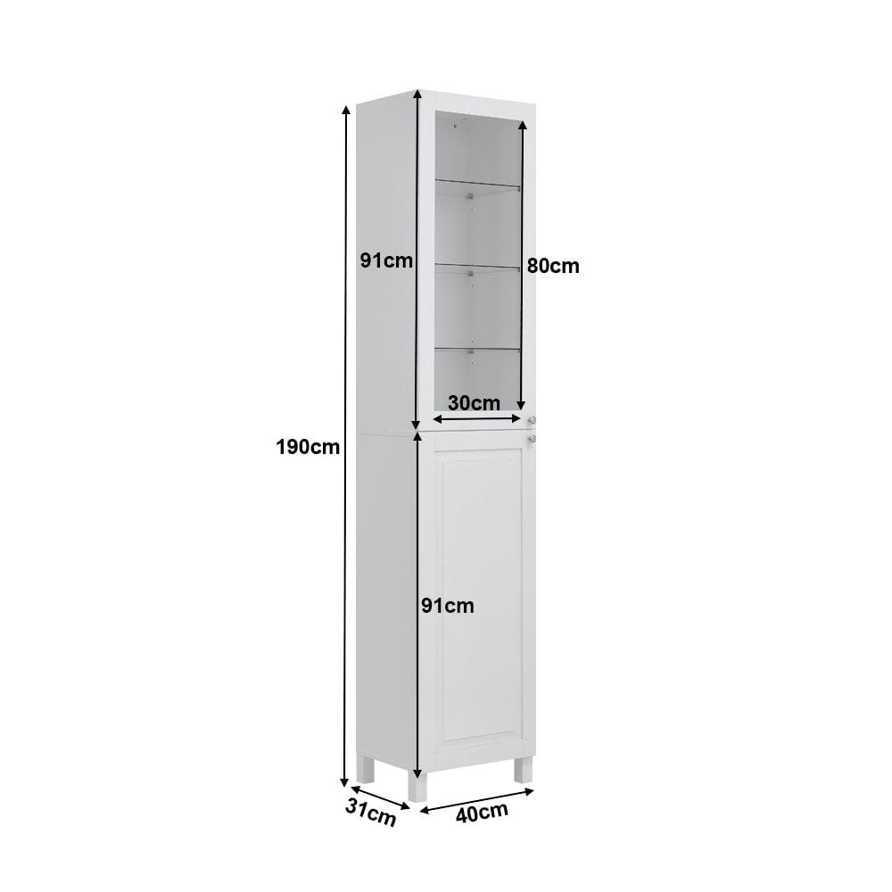190cm H White 2-Door Tall Bathroom Cabinet Bathroom Cabinets Living and Home