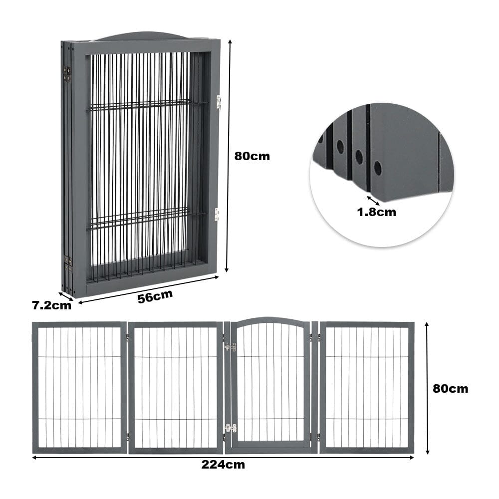 Freestanding Wooden Pet Playpen 4-Panel Pet Playpens Living and Home