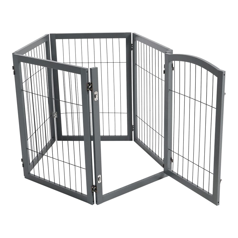 Freestanding Wooden Pet Playpen 4-Panel Pet Playpens Living and Home