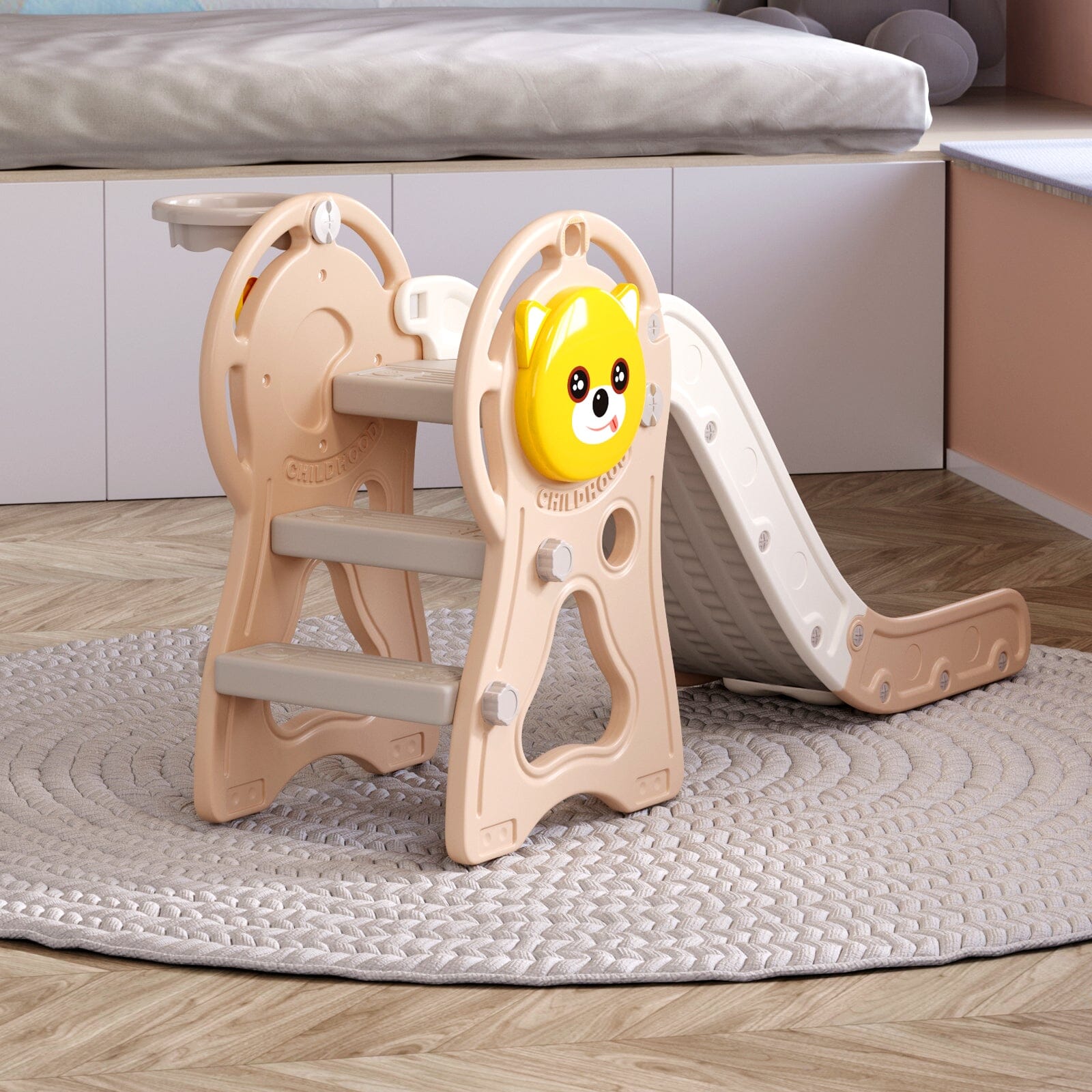 Toddler Slide with Basketball Hoop for Indoor Outdoor Swing & Slide Living and Home