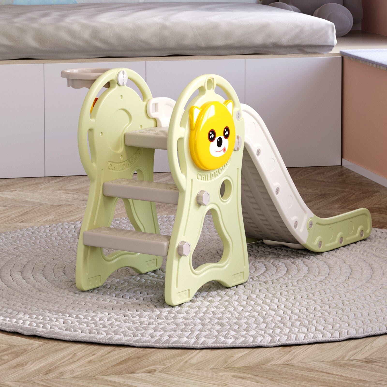 Toddler Slide with Basketball Hoop for Indoor Outdoor Swing & Slide Living and Home