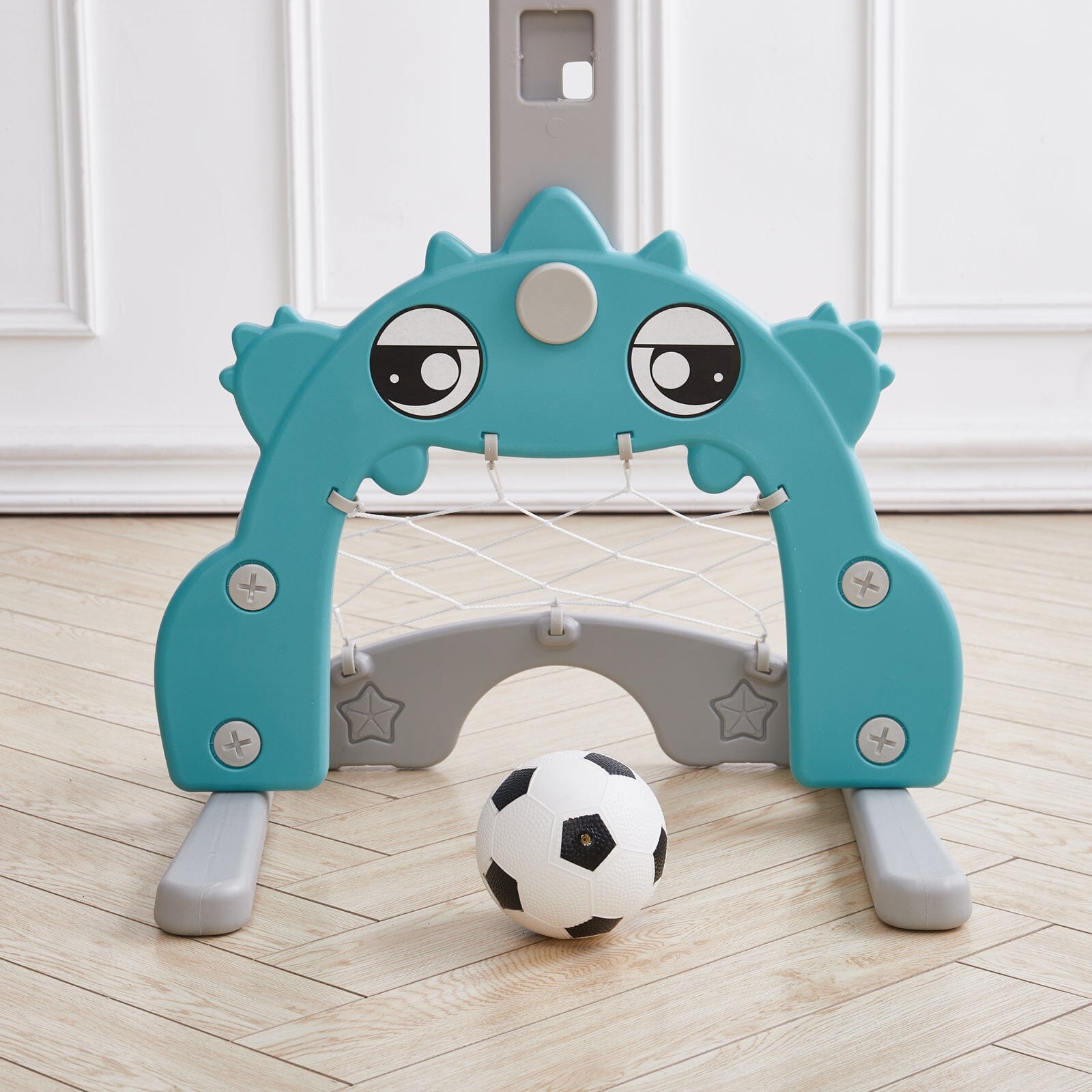 2-in-1 Adjustable Kids Basketball Hoop with Football Goal Kids Basketball Hoops Living and Home