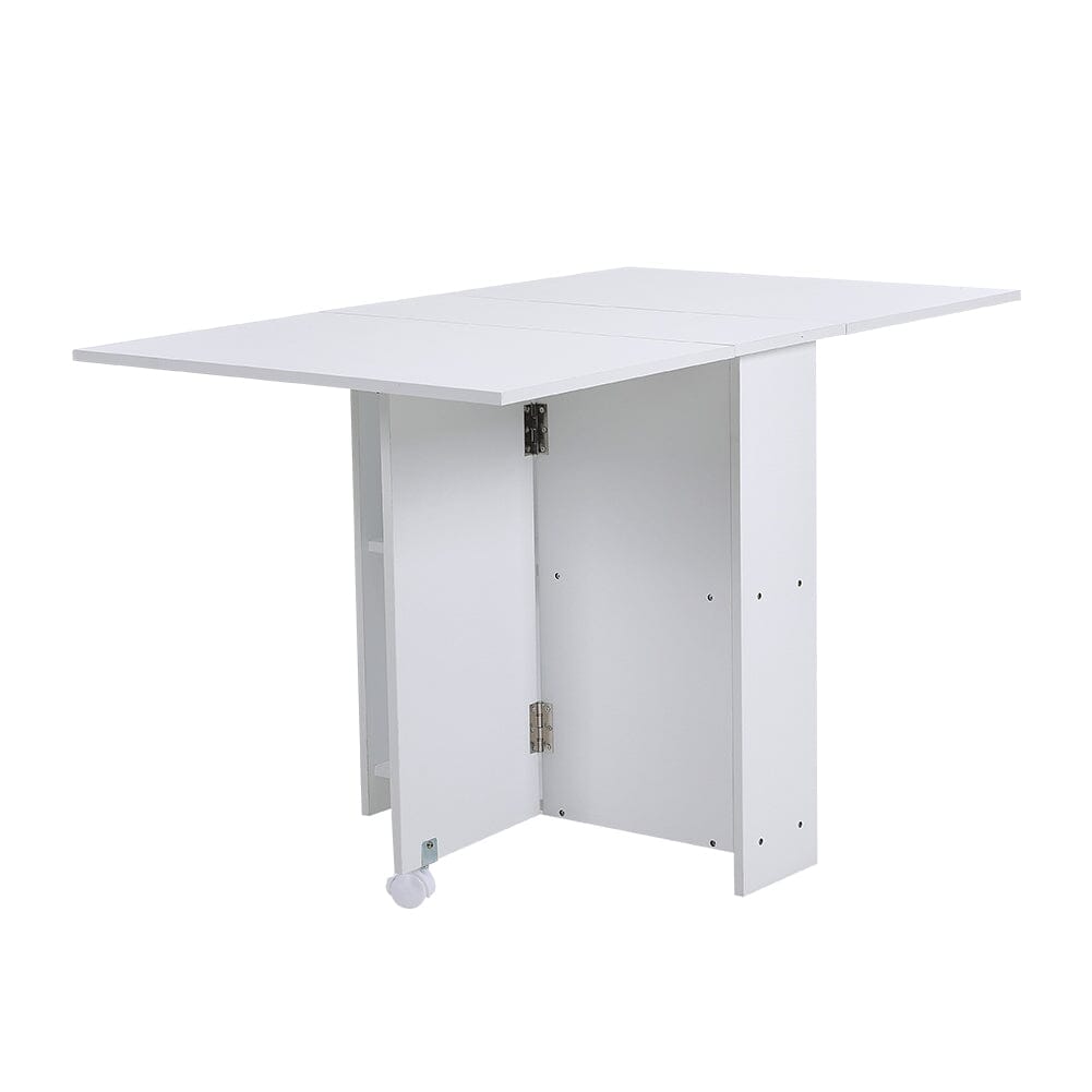 3ft W Multifunctional Folding Dining Table for Small Spaces with 2-tier Shelves Dining Tables Living and Home