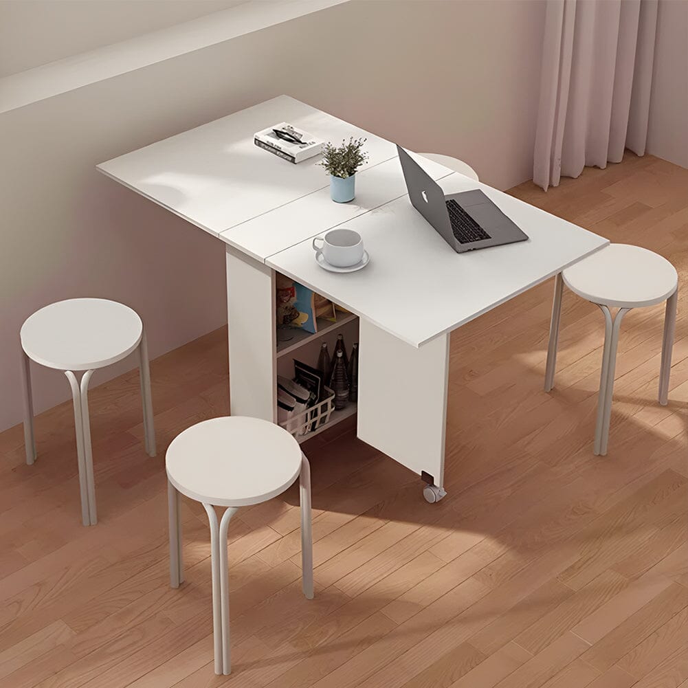 3ft W Multifunctional Folding Dining Table for Small Spaces with 2-tier Shelves Dining Tables Living and Home