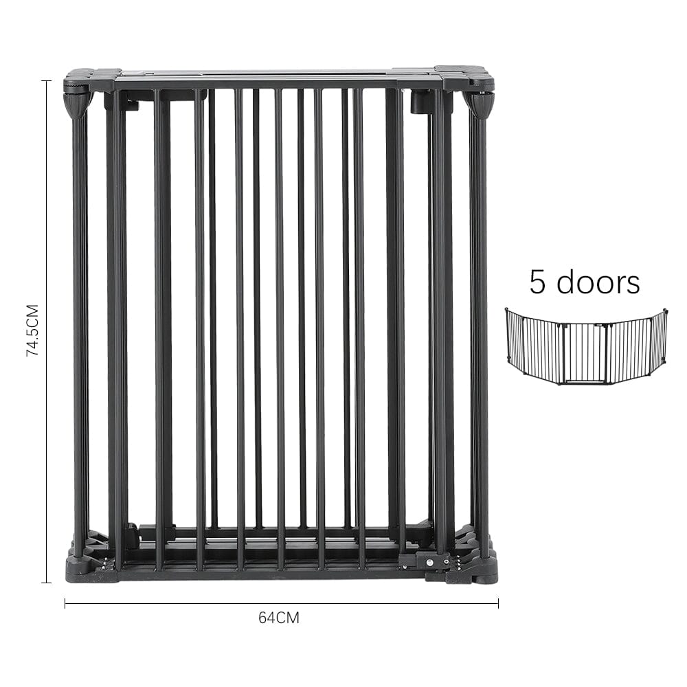 Black Foldable 5/6 Panels Metal Pet Playpen Pet Playpens Living and Home
