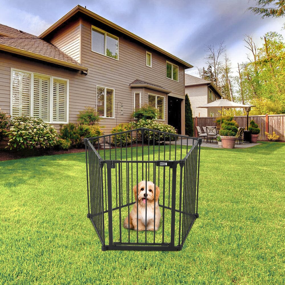 Black Foldable 5/6 Panels Metal Pet Playpen Pet Playpens Living and Home