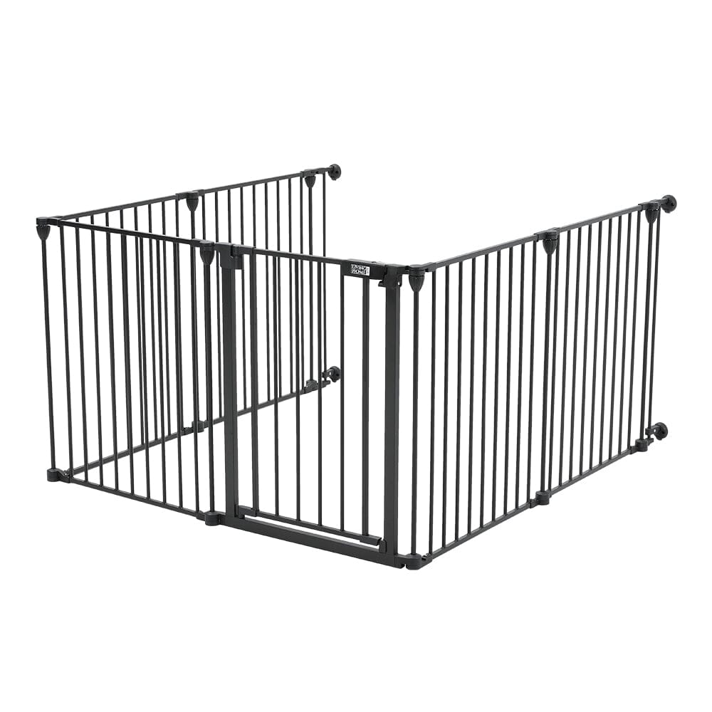 Black Foldable 5/6 Panels Metal Pet Playpen Pet Playpens Living and Home