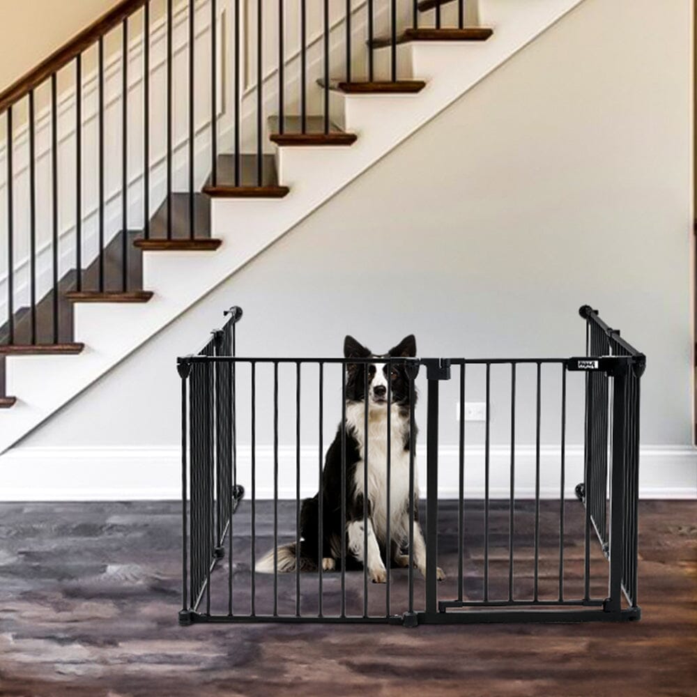 Black Foldable 5/6 Panels Metal Pet Playpen Pet Playpens Living and Home