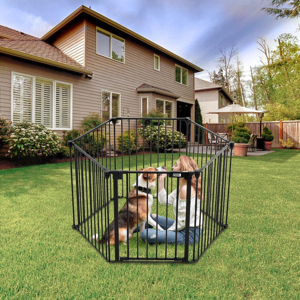 Black Foldable 5/6 Panels Metal Pet Playpen Pet Playpens Living and Home