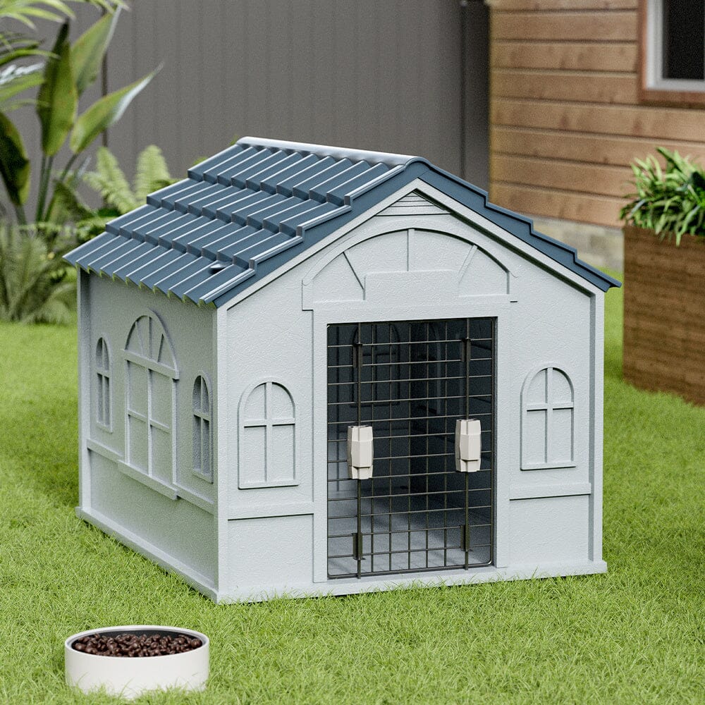 Plastic Dog House Kennel with Steel Door Living and Home