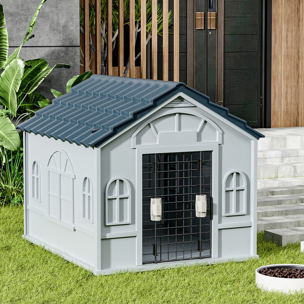 Plastic Dog House Kennel with Steel Door Living and Home