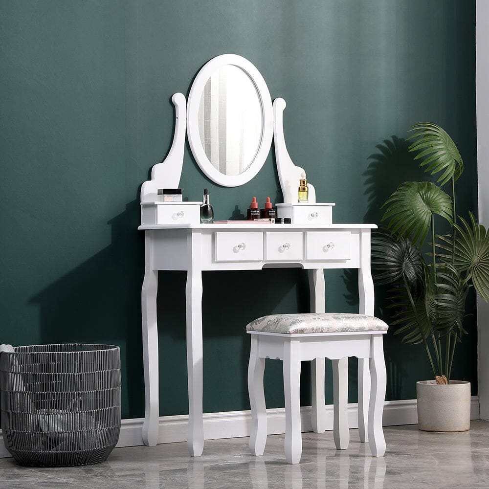 138.5cm H Makeup Vanity Desk with Mirror and Stool Dressing Tables Living and Home