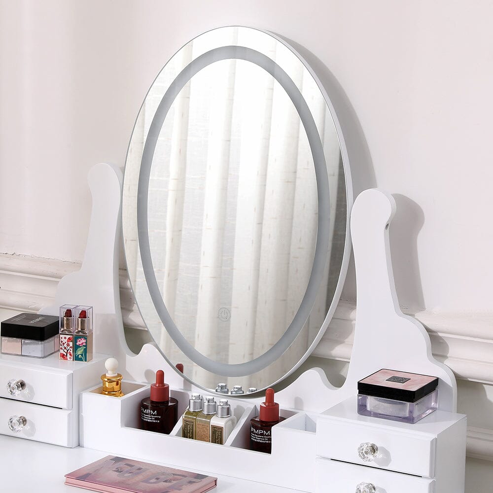 135cm H Makeup Vanity Desk Set with LED Lighting Dressing Tables Living and Home