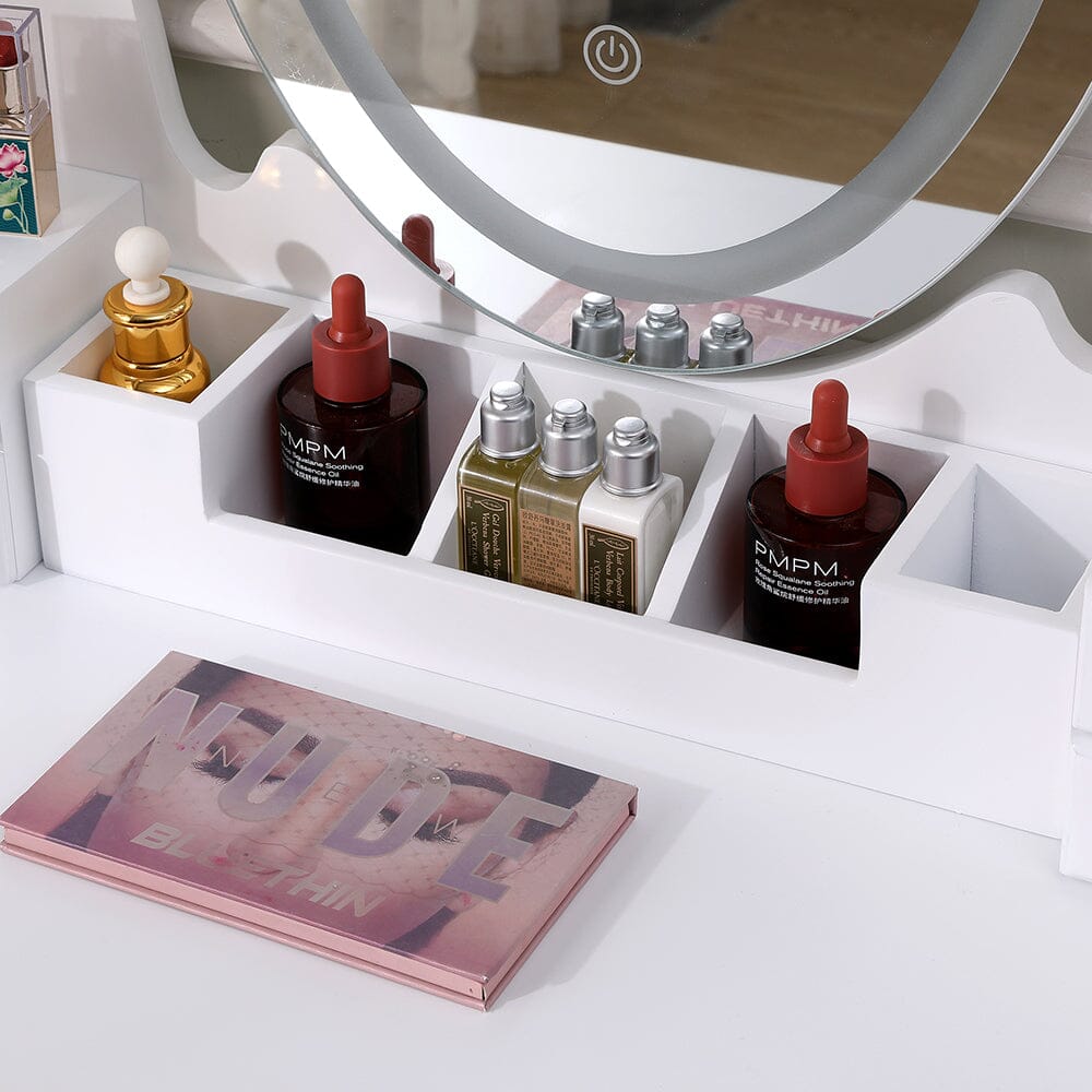 135cm H Makeup Vanity Desk Set with LED Lighting Dressing Tables Living and Home