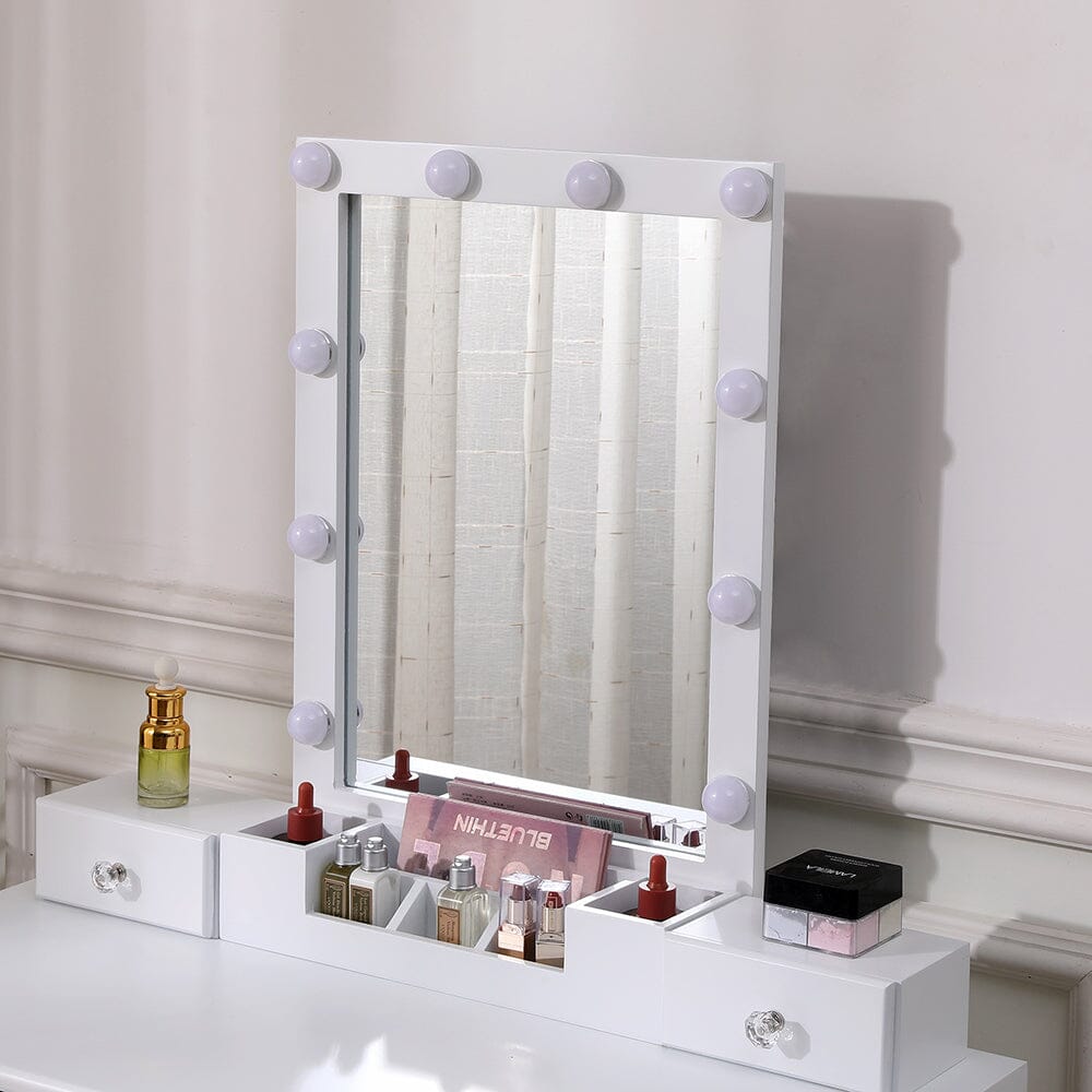 137cm H Modern Makeup Desk Set with Lighted Mirror and Stool Dressing Tables Living and Home