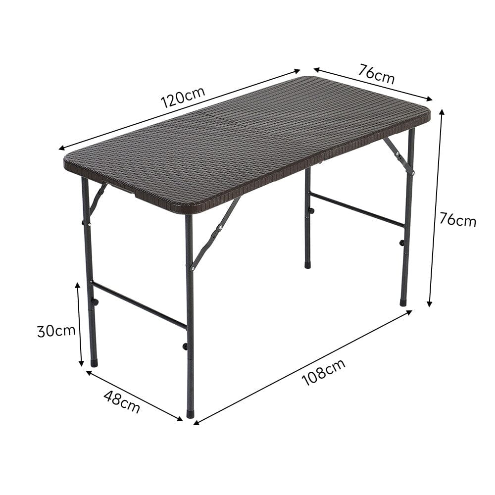 3ft W Rectangular Black Folding Table Rattan Plastic for Outdoor Garden Dining Tables Living and Home