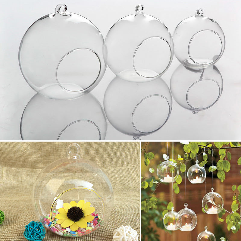 Set of 6 Christmas Glass Balls Hanging Ornaments Decor with Opening Christmas Living and Home