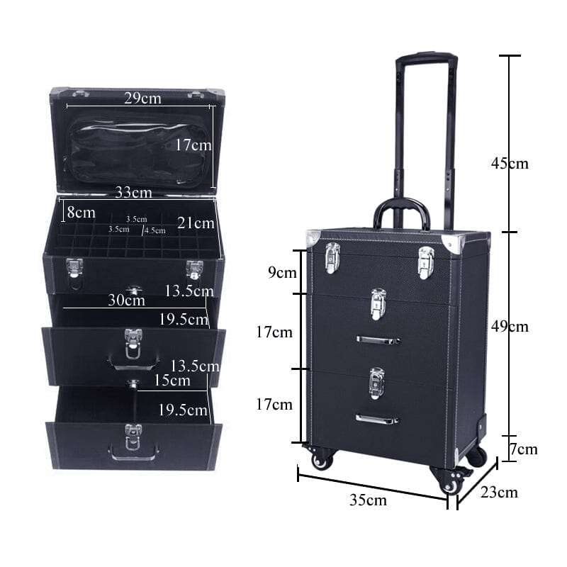 2 Drawers Portable Lockable Cosmetic Makeup Travel Case Black/Purple Makeup Organizers Living and Home