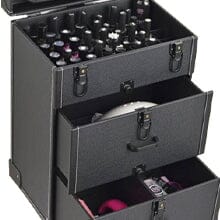 2 Drawers Portable Lockable Cosmetic Makeup Travel Case Black/Purple Makeup Organizers Living and Home