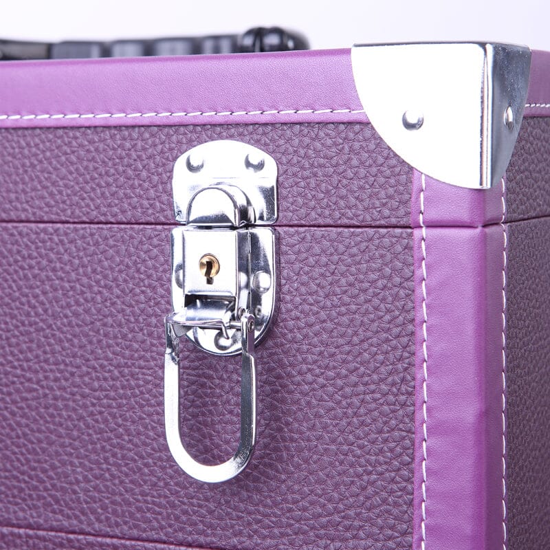 2 Drawers Portable Lockable Cosmetic Makeup Travel Case Black/Purple Makeup Organizers Living and Home