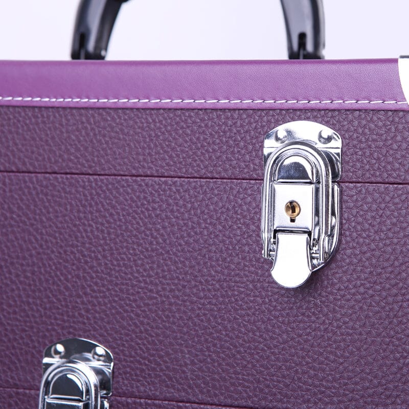 2 Drawers Portable Lockable Cosmetic Makeup Travel Case Black/Purple Makeup Organizers Living and Home