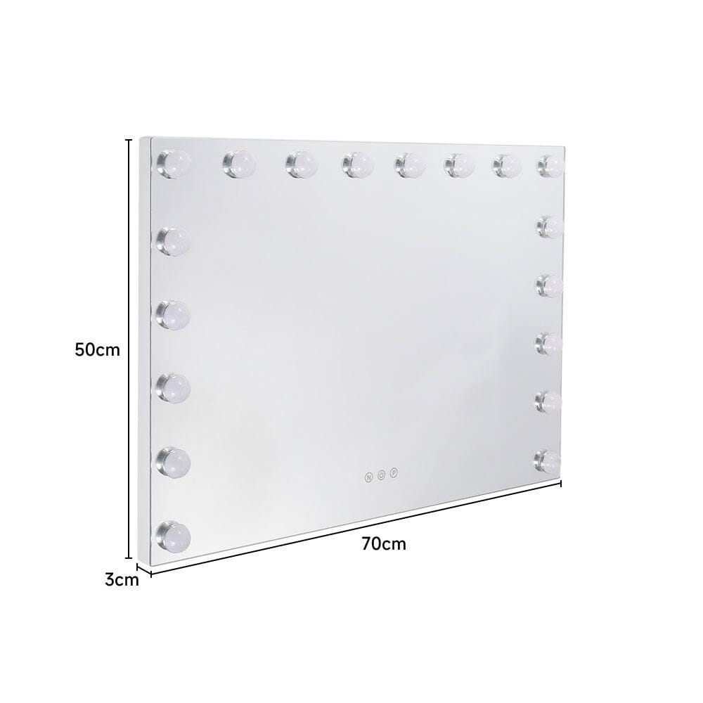70cm W Rectangle Hollywood Vanity Mirror with 18 Dimmable LED Bulbs LED Make Up Mirrors Living and Home