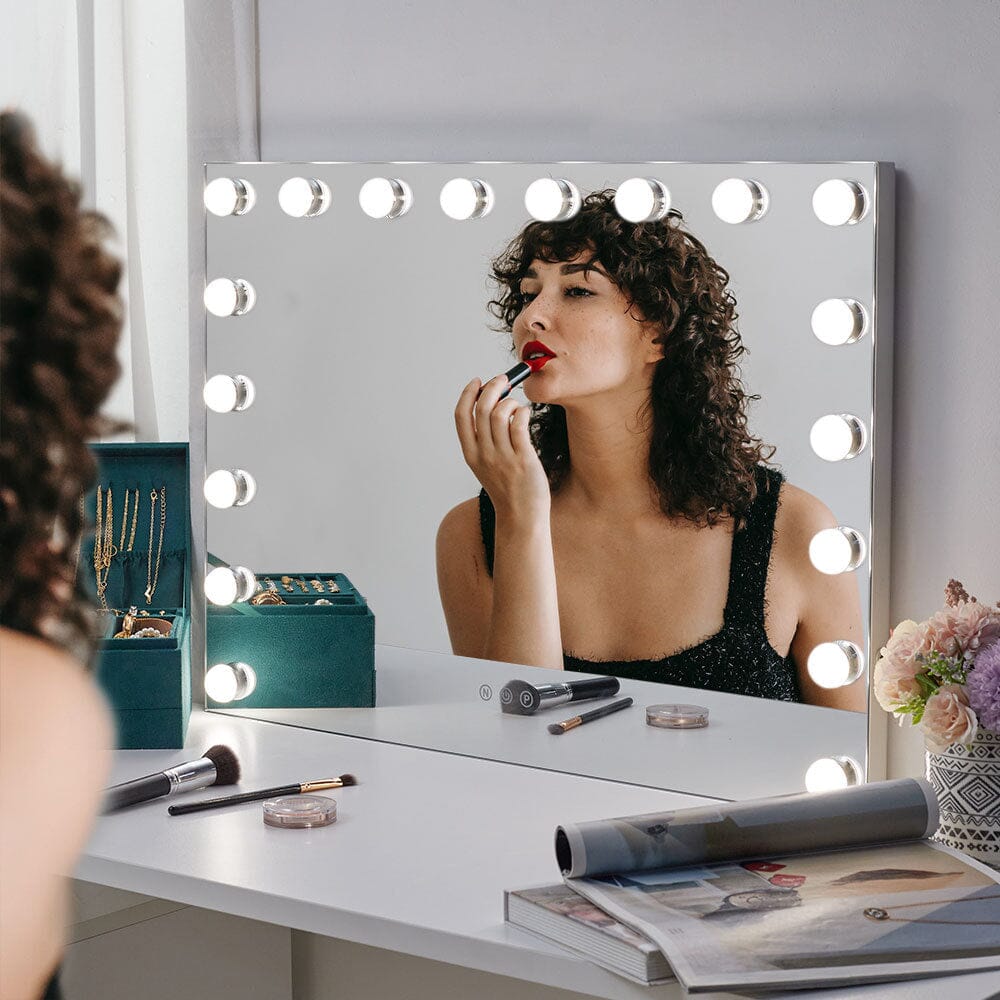 70cm W Rectangle Hollywood Vanity Mirror with 18 Dimmable LED Bulbs LED Make Up Mirrors Living and Home