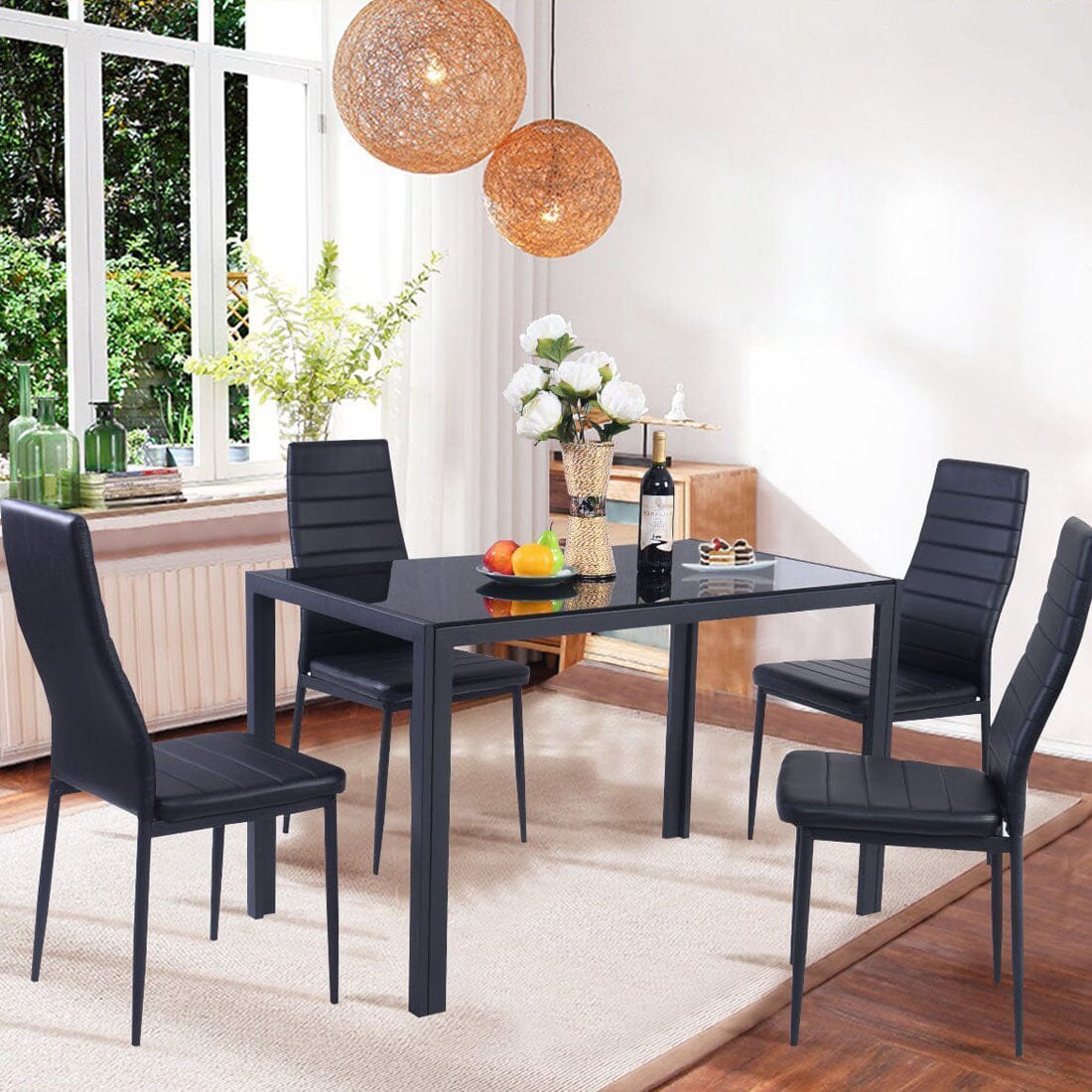 Modern Black Rectangular Glass Dining Table for 6 Seats Dining Tables Living and Home