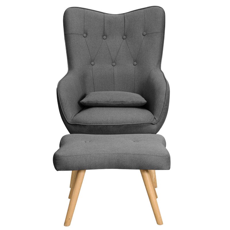 Soft Velvet Wingback Lounge Chair and Footstool Wingback Chairs Living and Home
