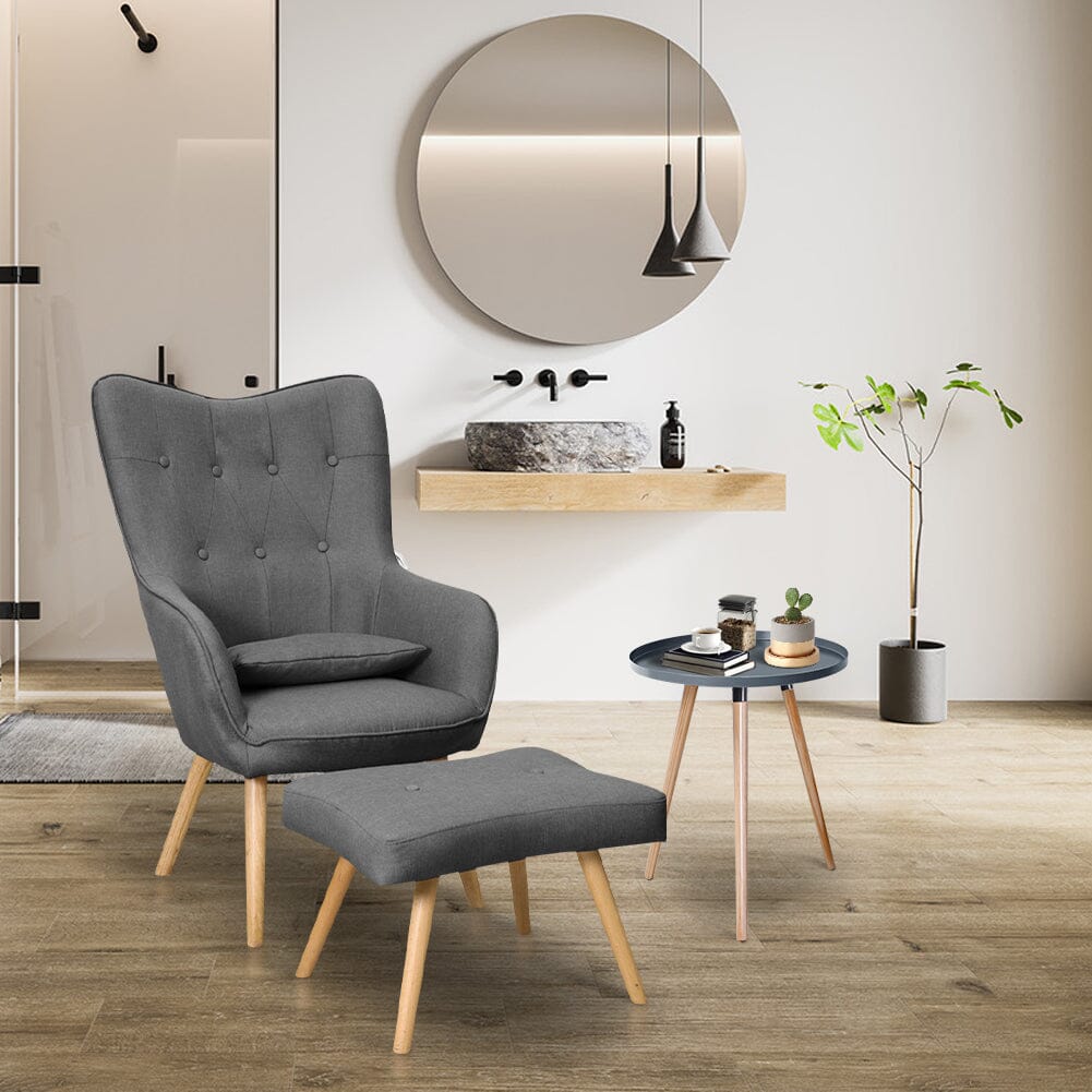 Soft Velvet Wingback Lounge Chair and Footstool Wingback Chairs Living and Home
