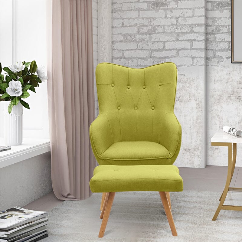 Soft Velvet Wingback Lounge Chair and Footstool Wingback Chairs Living and Home