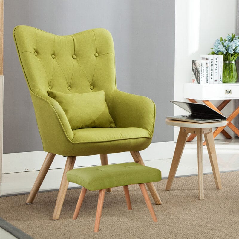 Soft Velvet Wingback Lounge Chair and Footstool Wingback Chairs Living and Home