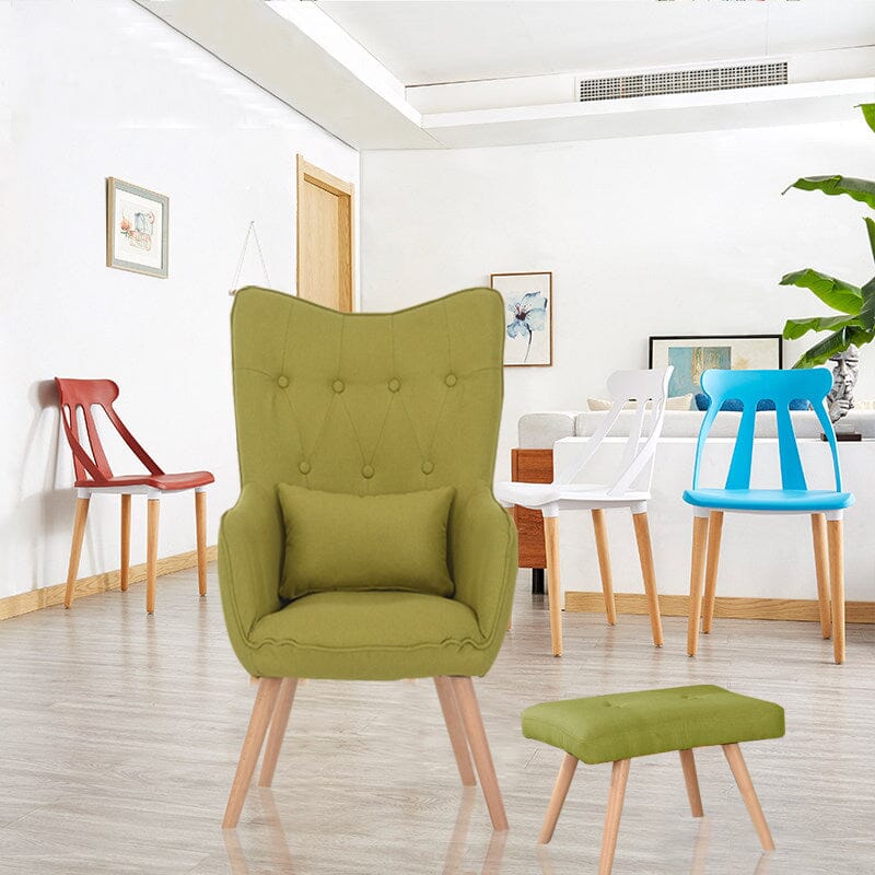 Soft Velvet Wingback Lounge Chair and Footstool Wingback Chairs Living and Home
