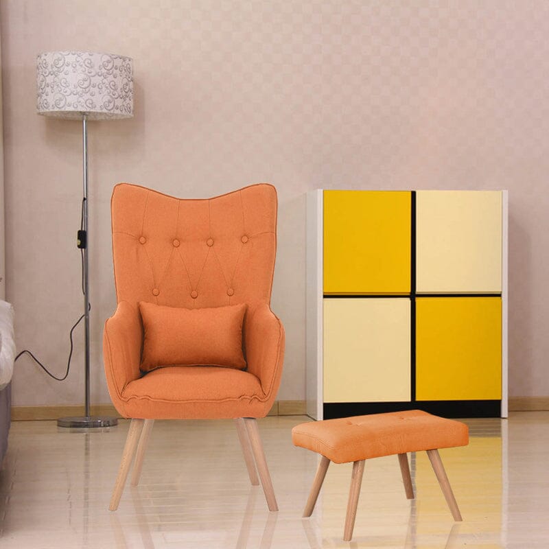 Soft Velvet Wingback Lounge Chair and Footstool Wingback Chairs Living and Home
