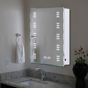 Wall Mounted Bathroom Mirror Cabinet with LED Lights and Demister Pad