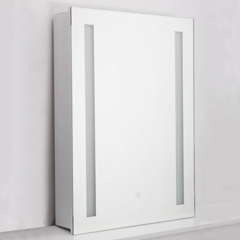 50CM Wide Wall Mounted Bathroom Mirror Cabinet with Internal Shelves and LED Lights